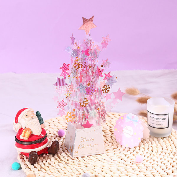 Kristallbaum-Weihnachtskarte / rosa